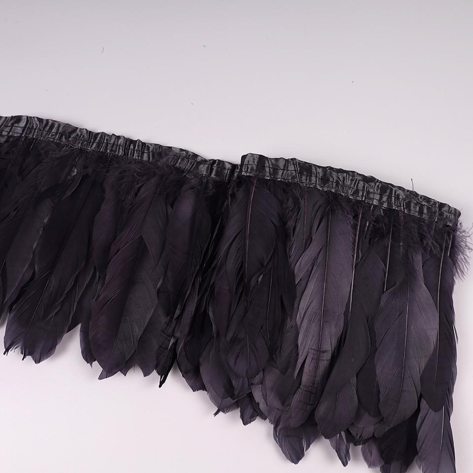 Bordures en Plumes d'Oie Ruban Franges 2 Yards/pièce Couture Artisanat Plume dans Robe Jupe Décoration Murale pour Vêtements de Fête