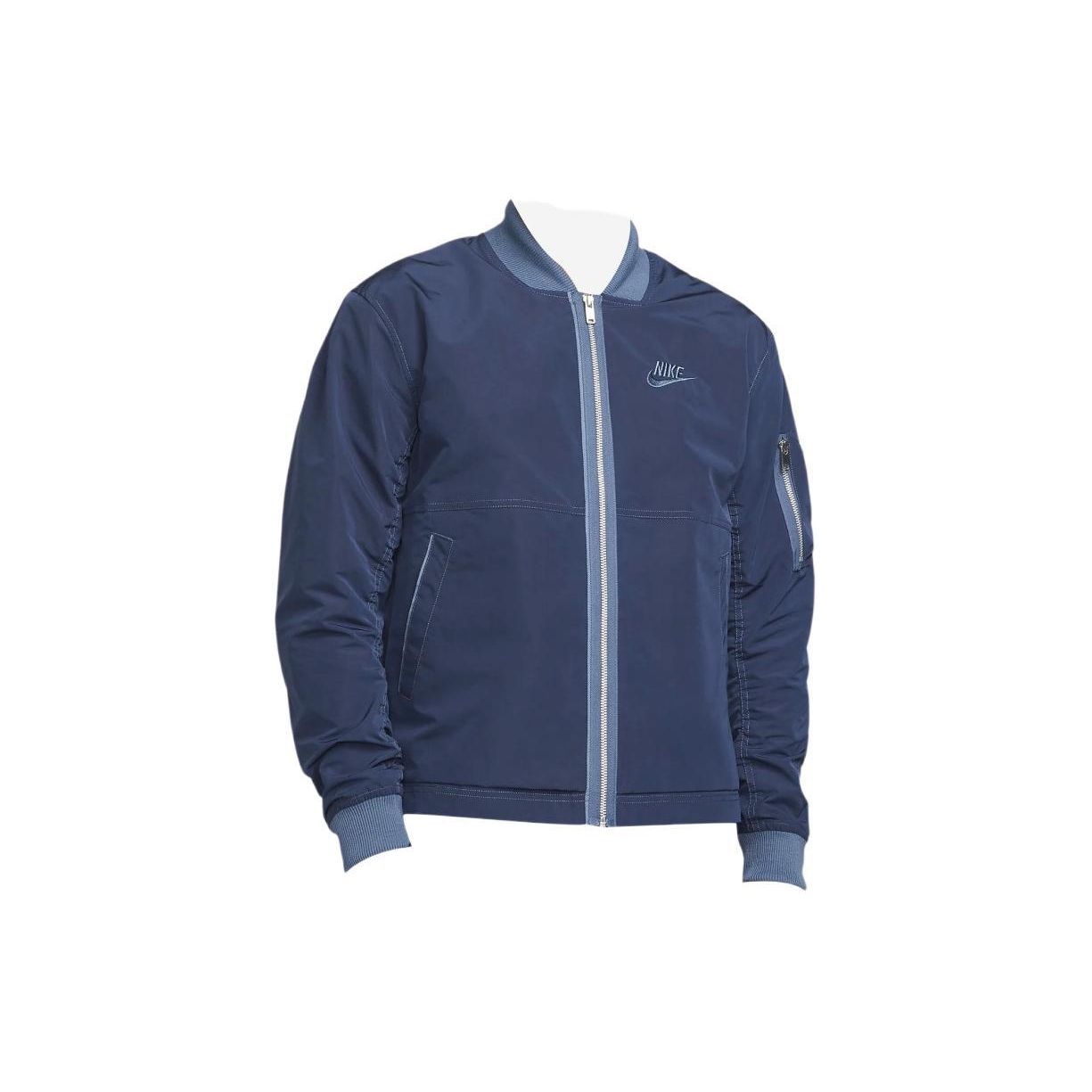 Nike Embroidered Logo Zip-Up Baseball Collar Long Sleeve Flight Jacket Men Jackets Midnight-Navy FD0952-451 S