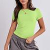 Women'S Tees Short Sleeve Sexy Slim-Fit Top Cute Shaping Tight Soild Color Crop-Top Stylish Tee Round Neck Shirt Breathable