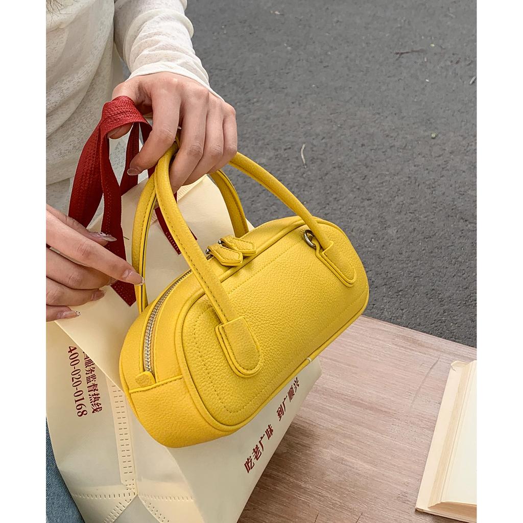 Summer Macaron Color Hand-held Bowling Bag, Stylish and Simple Commuter Bag, Cross-body Small Square Bag