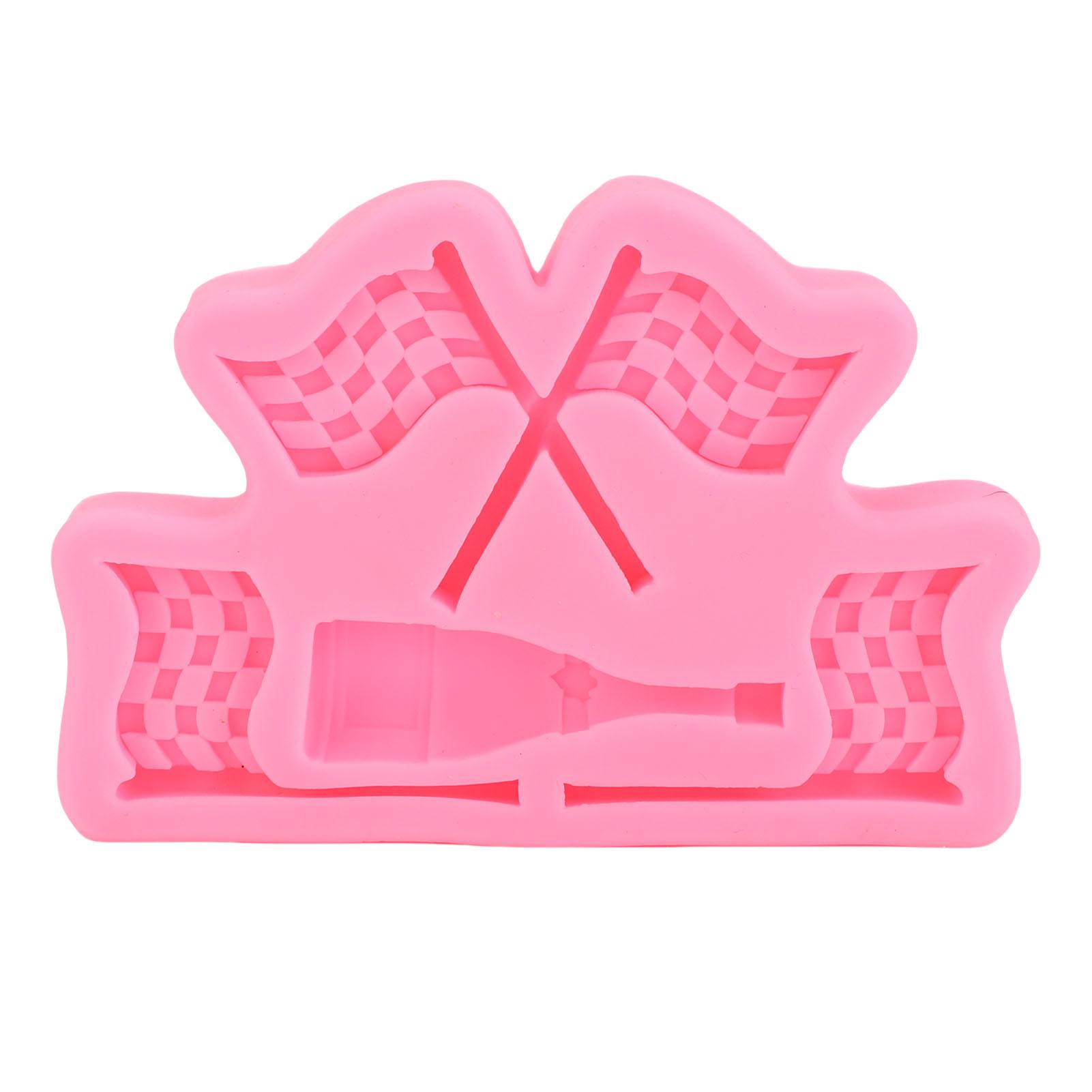 

Flag Fondant Mold Silicone Racing Car Themed Chocolate Candy Baking Mold Cake Topper Decoration for Boy Birthday Clay