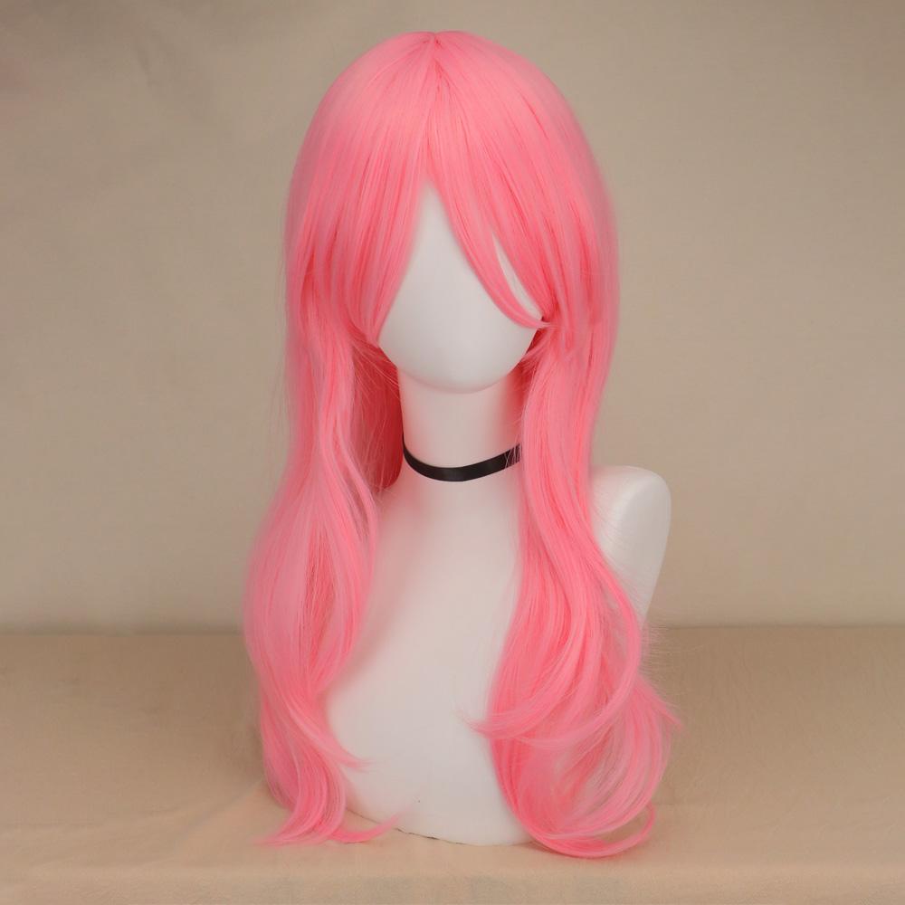 70Cm Curly Long Pink Cosplay Wig Hair Pieces Synthetic Hair Gray Pink Blonde Wigs For Black Women Peruk