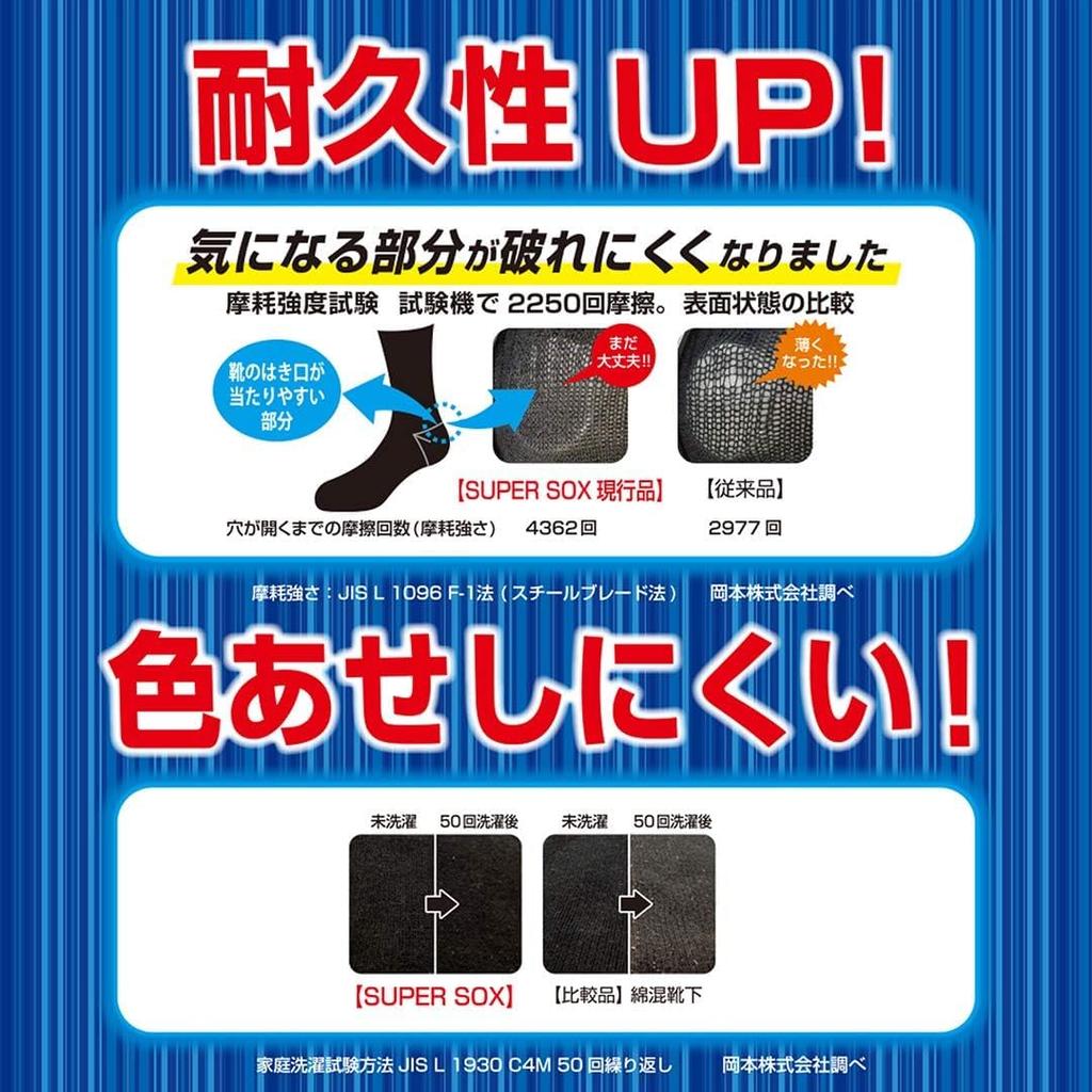 Okamoto SUPER SOX Business Crew Striped Old Packaging 24-Hour Odor-Free Socks, Length, Pattern, Deodorizing, (Product Number 595-901)