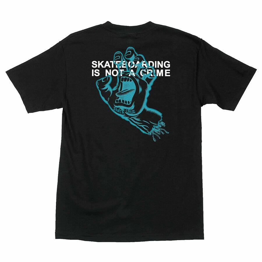 Santa Cruz SCREAMING CRIME HAND Skateboard T Shirt BLACK XL
