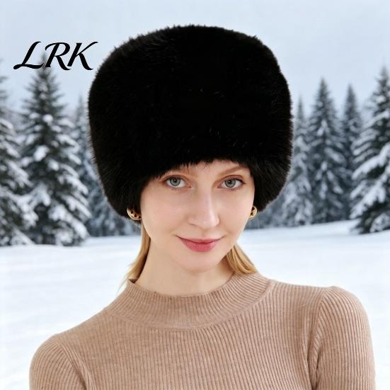 Soft Polyester Hat Women Fuzzy Brimless Hat, Warm Faux Fur Solid Color Elastic Thermal Ushanka Plush Winter Fluffy Bucket for Cold Weather Stylish