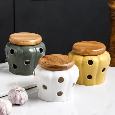 Barattolo per conservare l'aglio cavo in ceramica bianca, scatola per caramelle, barattolo in ceramica per zenzero e pepe, bottiglia e barattolo per conservare la cucina