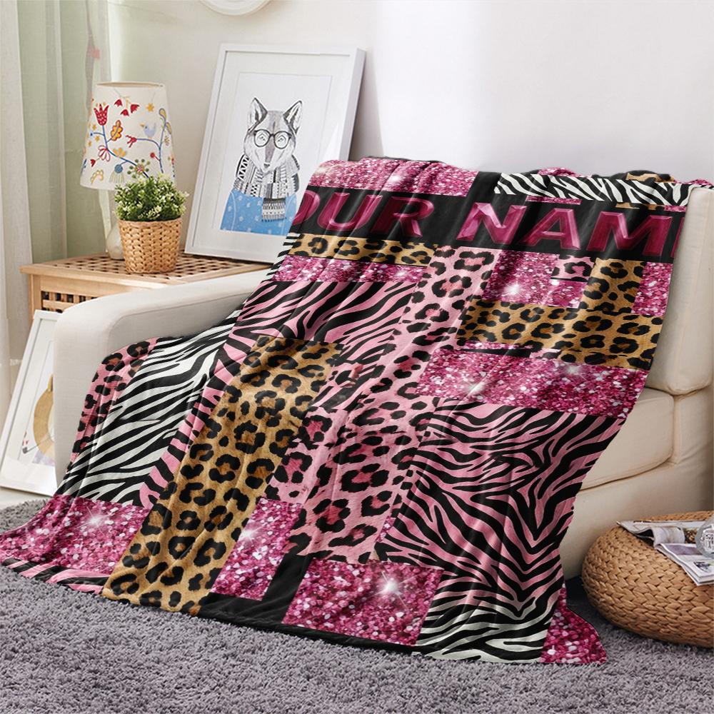 1PC Custom Name Y2K Patterned Flannel Blanket Suitable For All Seasons for Home Decor Warmth and Comfort Gifts Holiday Present_xia