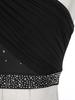 Womens Contemporary Dance Top Single Shoulder Design Mesh Overlay with Rhinestones Stretch Fabric Crop for Stage Shows