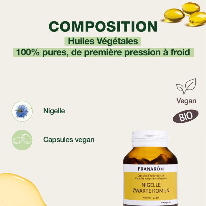 Pranarom huile végétale nigelle 60 capsules