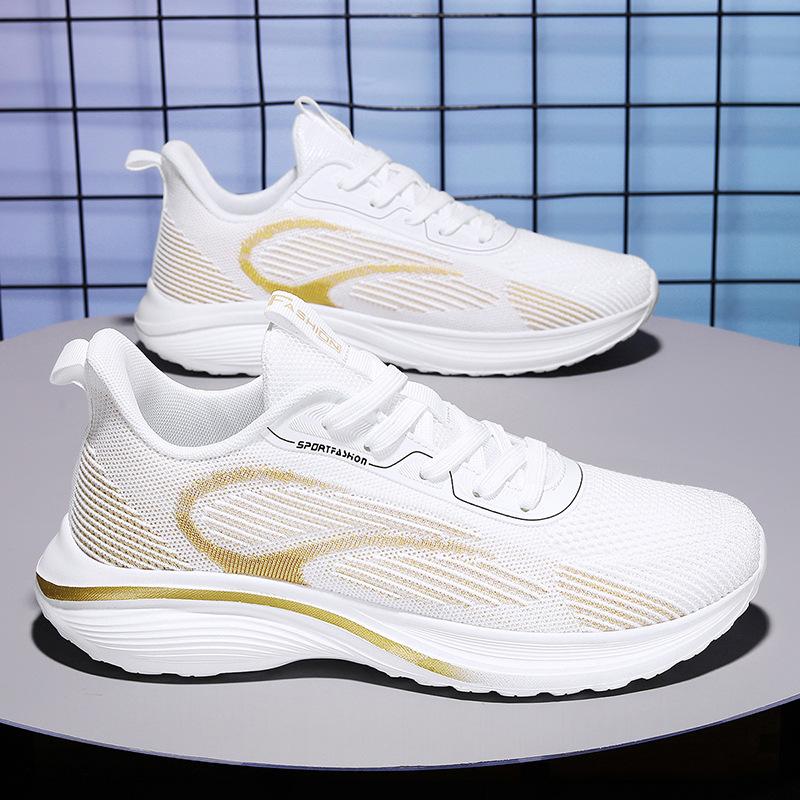 2025 new flying woven shoes breathing foot chip magnetic shock massage sports men's function breathable fitness running shoes women
