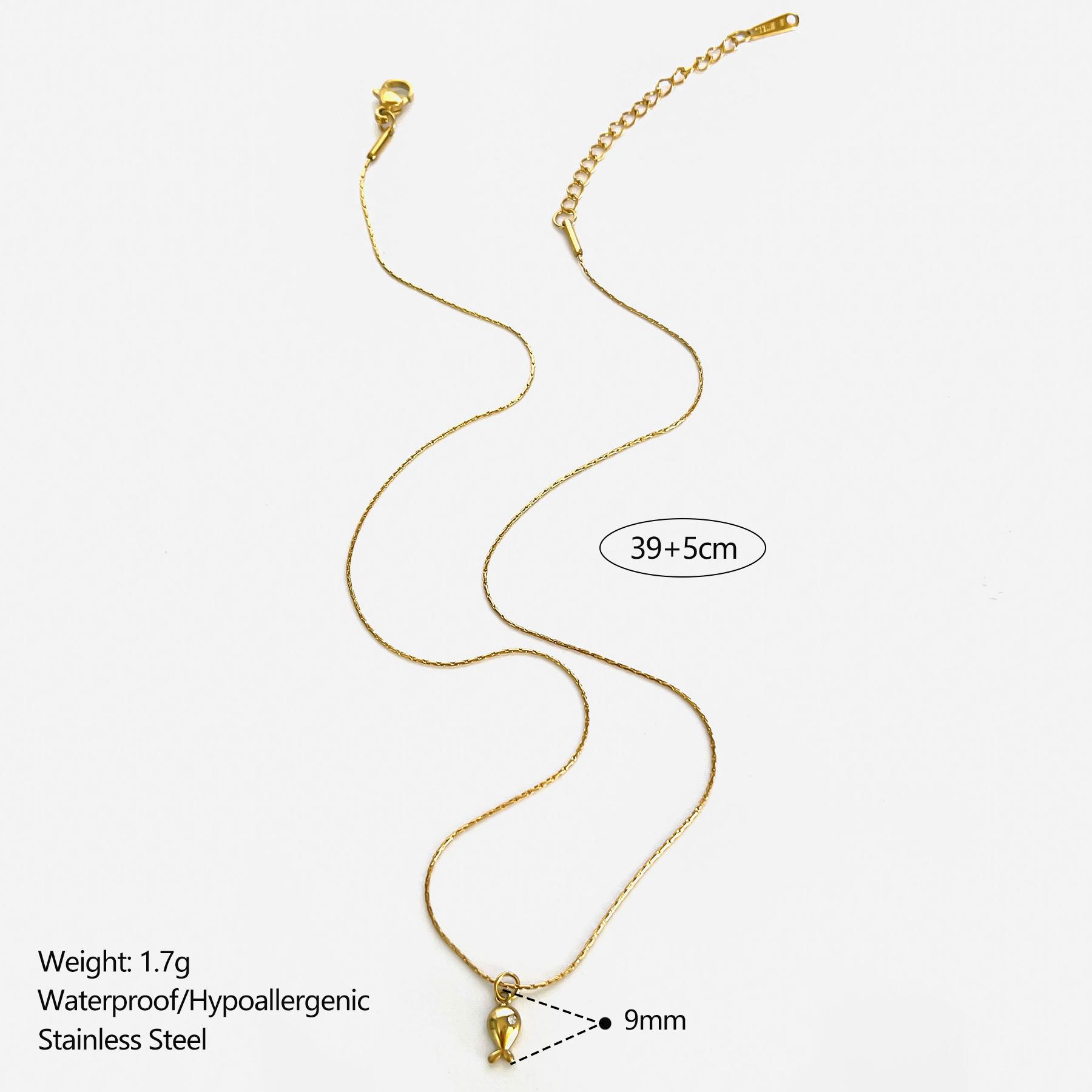 

GHIDBK Minimalist 18K Gold Plated Mushroom Small Whale Pendant Necklaces Dainty Fashion Stainless Steel Daily Zircon for Women