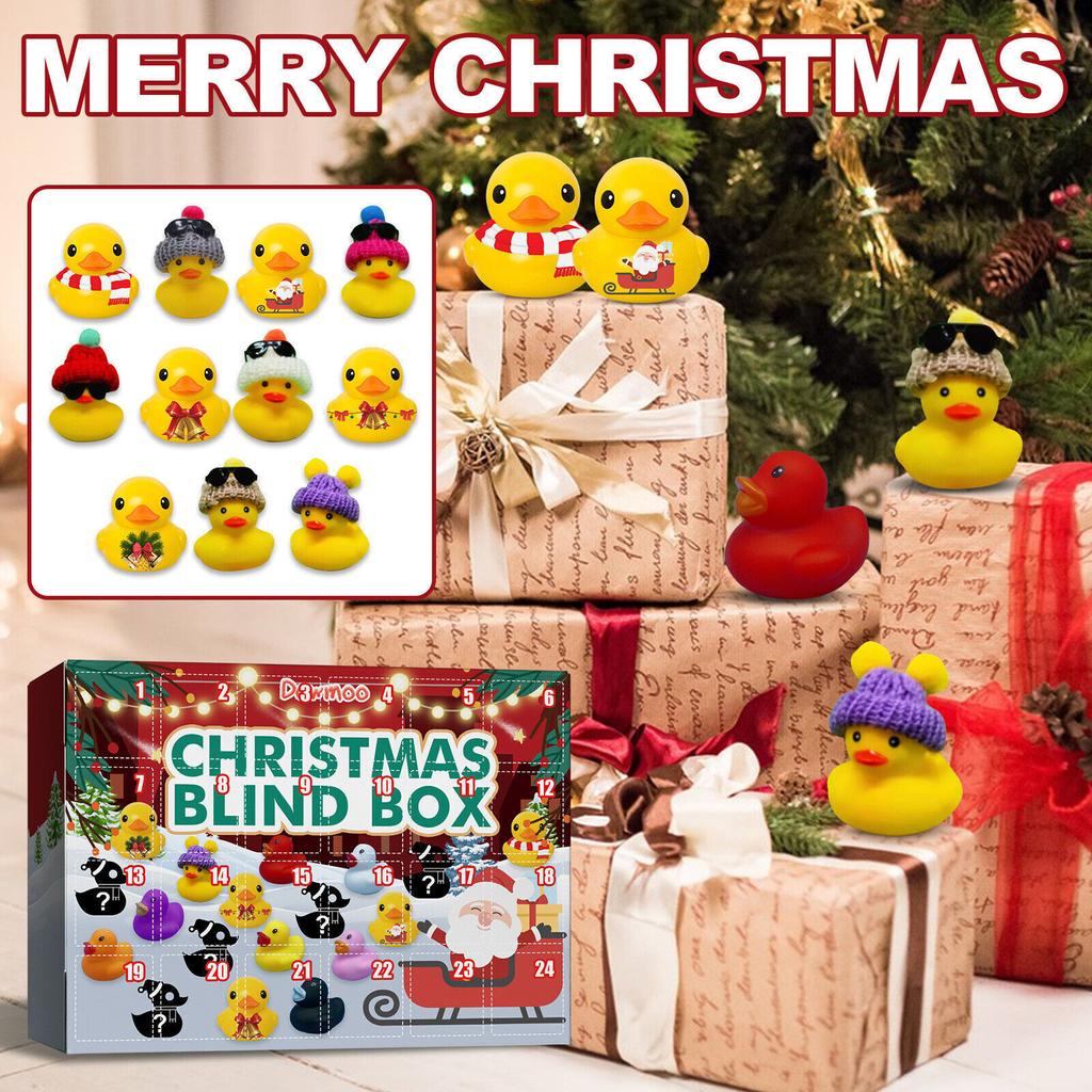 Grid 24 Christmas Rubber Duck Advent Calendar Box Surprise Ducky Bath Toy Gift