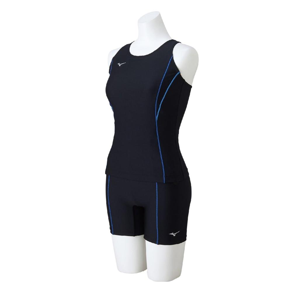 Mizuno Basic Separates Swimsuit for Competitive and School Use Women's N2MGAC11, Black/Blue,