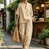 Completi Estivi da Relax a 2 Pezzi per Donna con Scollo a V, Manica Corta e Pantaloni a Gamba Larga, Set Casual per Viaggi e Vacanze