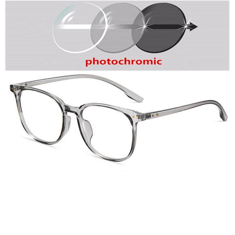 0 -0.5 -0.75 To -4.0 Anti Blue Light Transparent Gray Frame Square Myopia Glasses Rivet  Minus Degree Prescription Spectacle