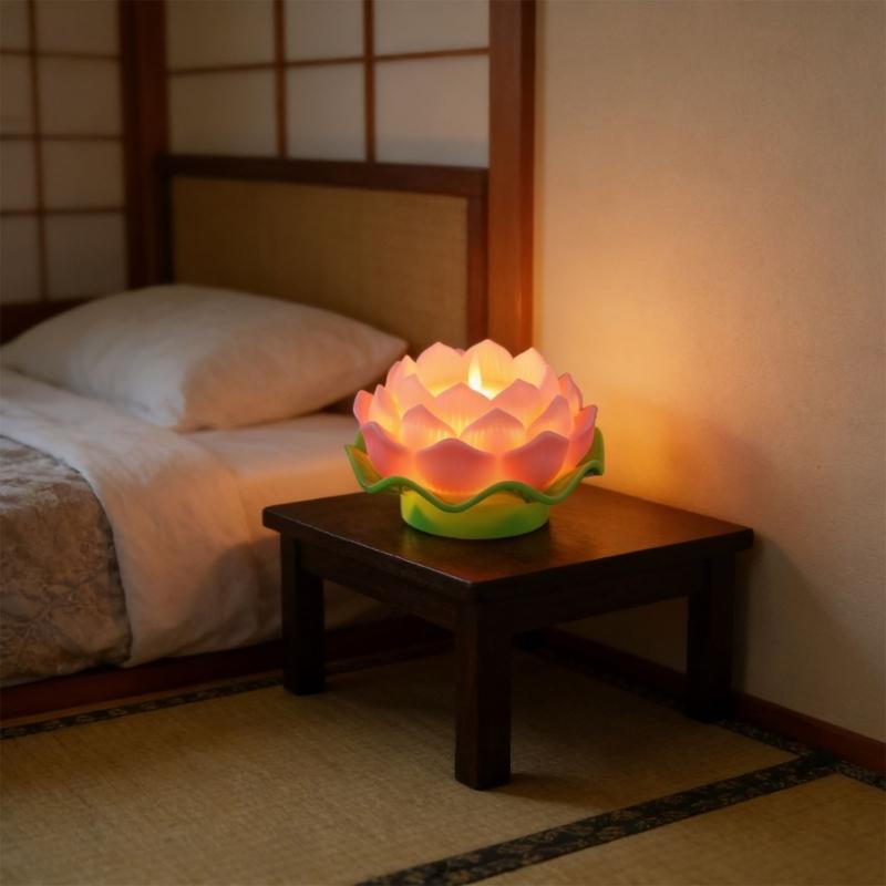 LED Electronic Candle Light Battery Operated Buddhas Table Lamps Creative Simulation Lotuses Night Light For Prayer