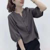 Thin Women's Shirt Summer New Design Niche V Half-sleeved Short-sleeved Top Fashionable Loose and Thin Shirt