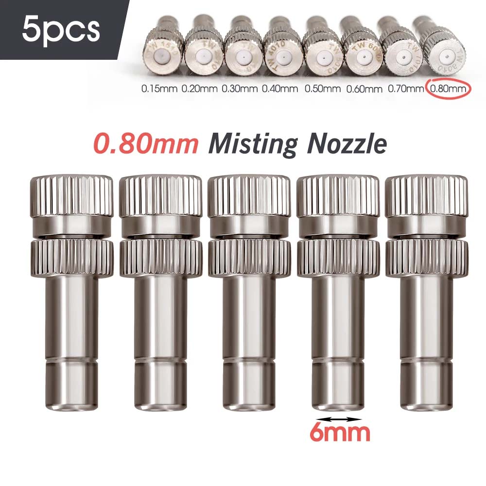 3/8" 9/12mm Misting Cooling System 360° Bend 0.6mm Nozzle Atomizer Sprayers Slip Lock PE Hose Outdoor Garden Irrigation Watering