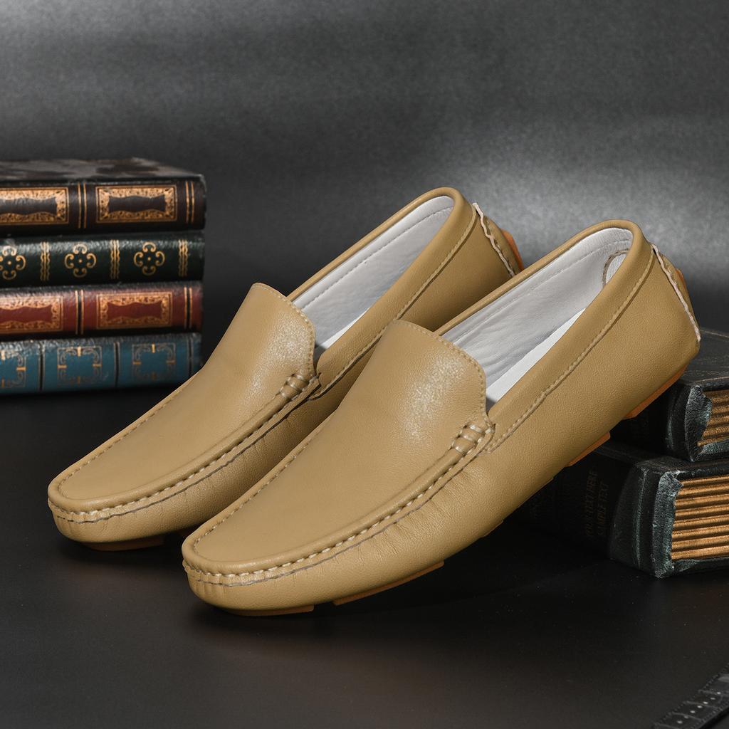 Live Leather Velvet Doudou Shoes Trendy Casual Leather Shoes Cowhide One-pedal Driving Trendy Shoes Large Size Men's Shoes