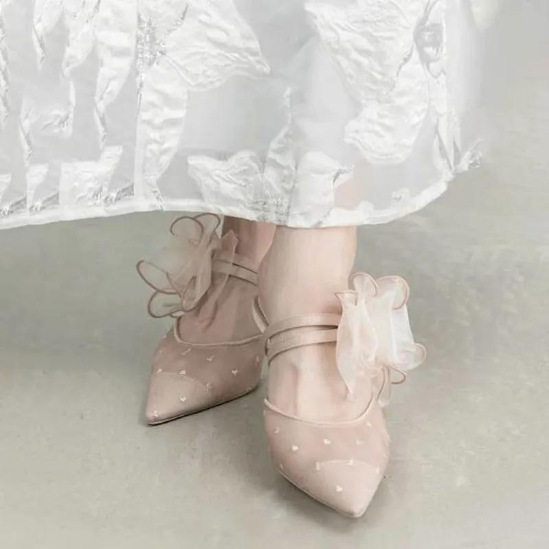 Ladies Shoes 2025 New Summer Closed Toe Women's Slippers Outdoor Best Seller Dress Hot Sale Mesh Elegant High Heels