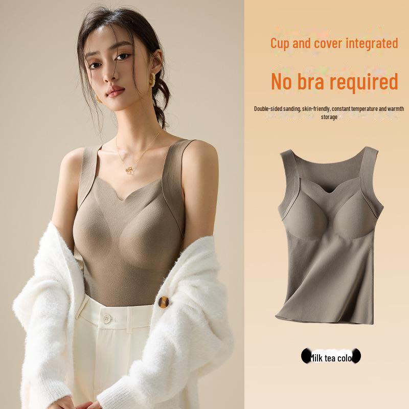 

Женский утепленный бесшовный жилет с V-образным вырезом, эластичным утеплителем для красоты кожи и вшитым бюстгальтером. XXL