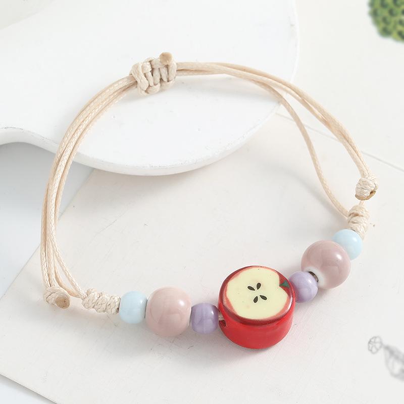 Mori Style Apple Conch Ceramic Beaded Bracelet - Versatile Christmas Ornament for Students