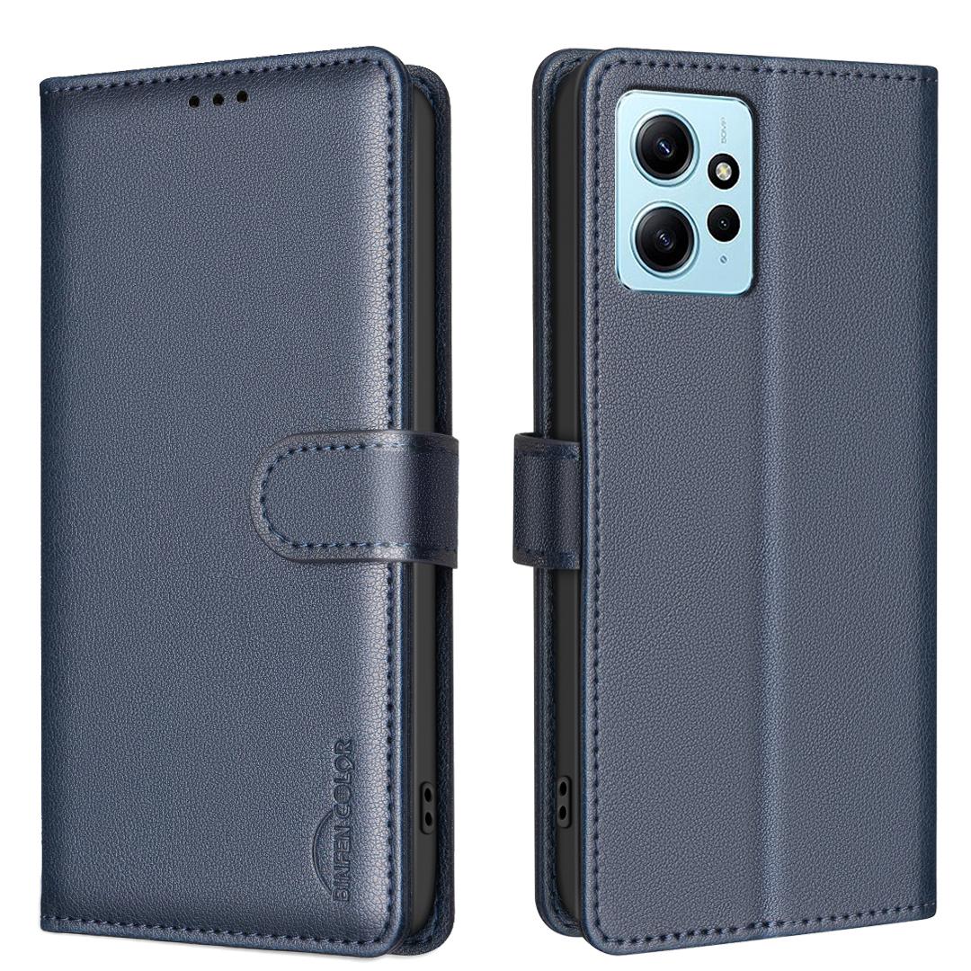 

BINFEN COLOR BF32 For Xiaomi Redmi Note 12 4G Cell Phone Case RFID Blocking Leather Phone Stand Cover Blue