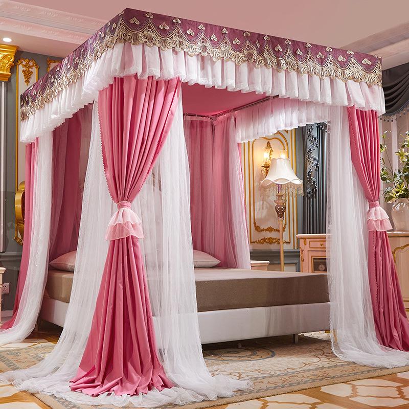 Double Layer Blackout Curtain Mosquito Net with Stainless Steel Bracket - Floor-Standing Design