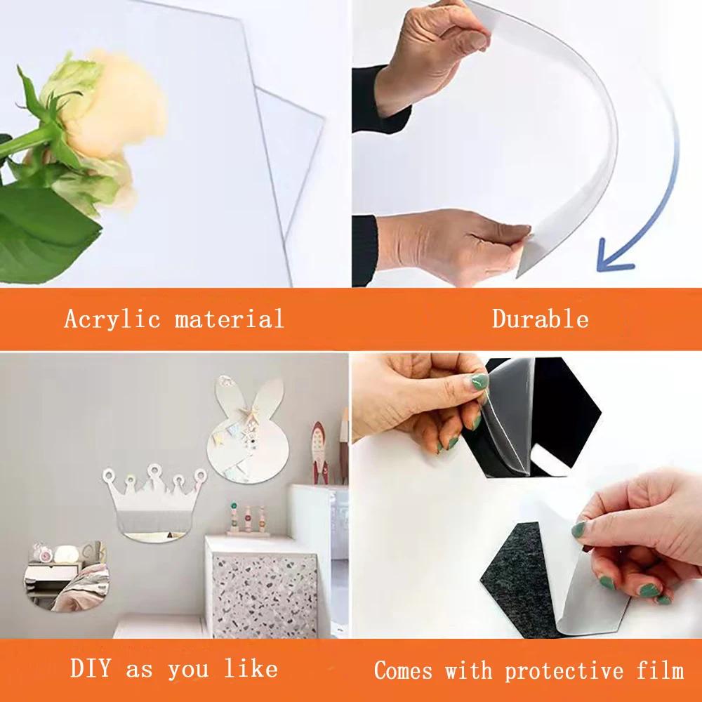 New 3D Acrylic Mirror Sticker Living Room Bedroom Lace Mirror Home Office Wall-Sticker Decals Stickers ECO-Friendly Home Decor