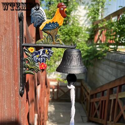 El Boyaması Dökme Demir Horoz Kapı Zili Karşılama Çanı Dış Mekan Bahçe Çiftlik Evi Avlu Villa Duvar Dekorasyonu İçin