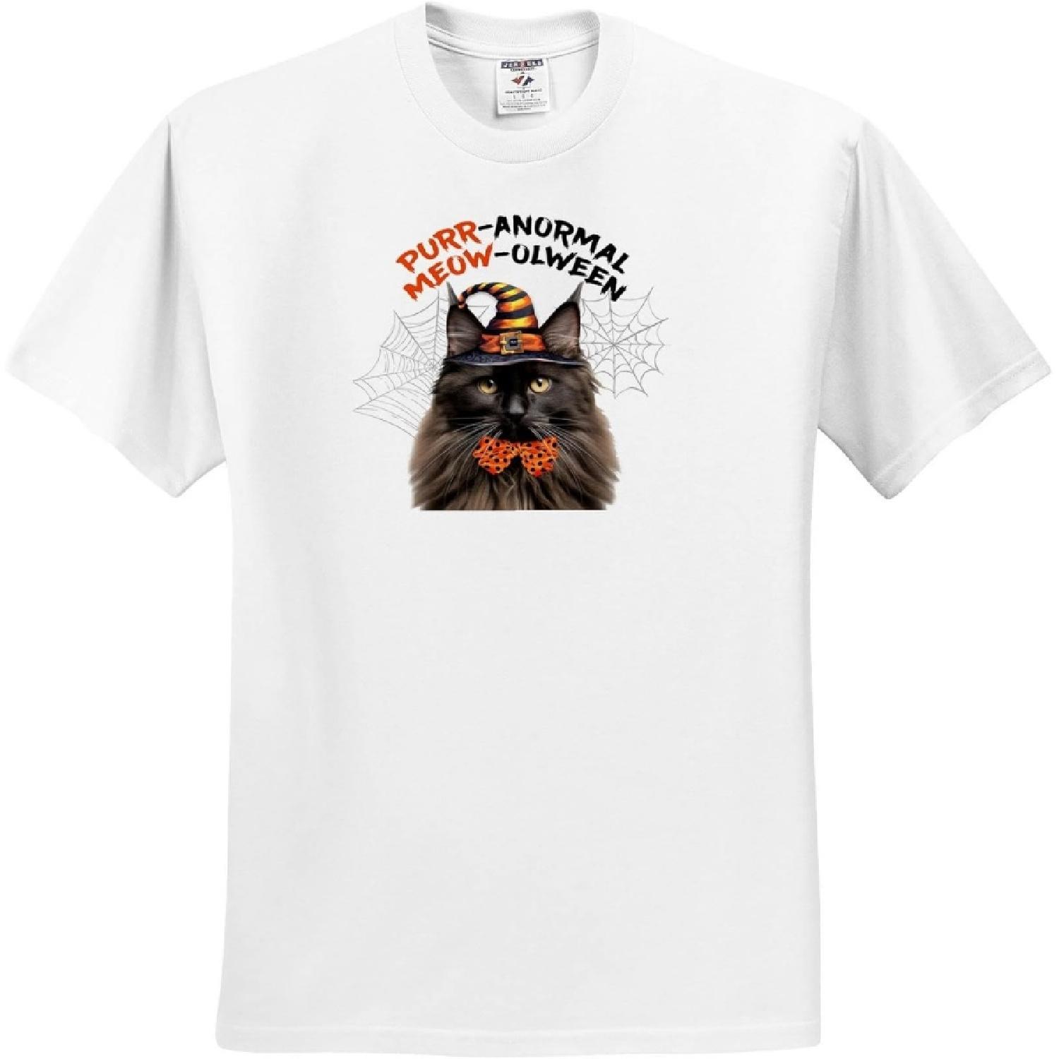 3dRose, Cute Maine Coon Cat in Brown Wears a Witch Hat for Halloween, T-Shirt XXXXXL белый