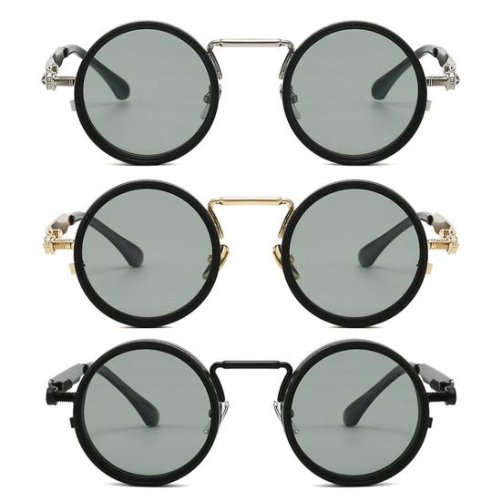 Adjustable Polarized Unisex Sunglasses with ND Filter Lenses Eye Protection Color-Changing Round Frame Outdoor Driving Sunglasses