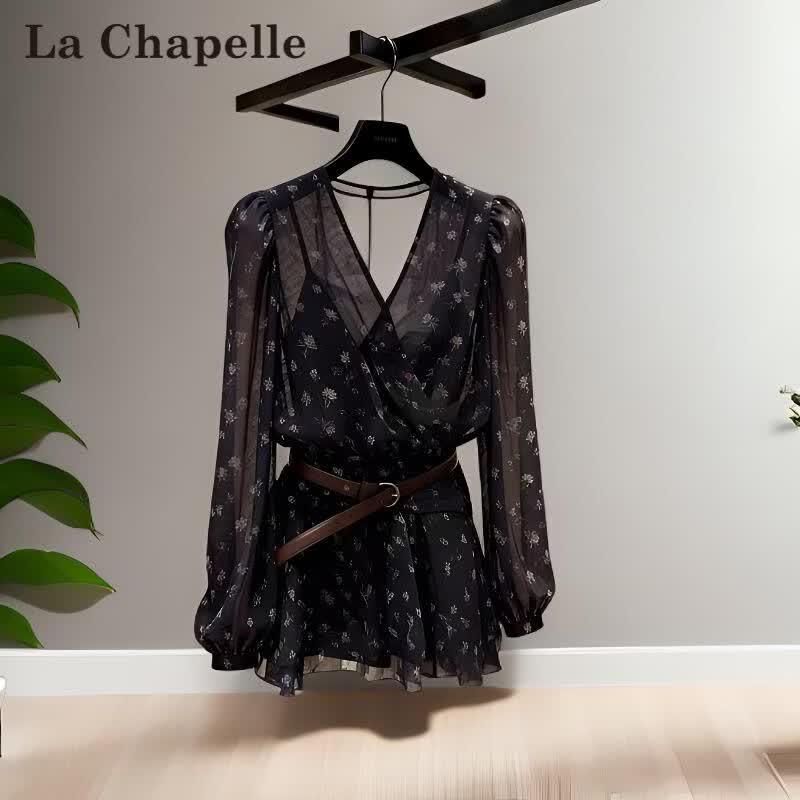 La Chapelle Women s Floral V-Neck Long-Sleeve T-Shirt L