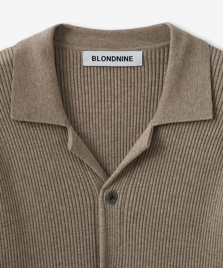 Blond9 Ribbed Collar Cardigan_Mocha