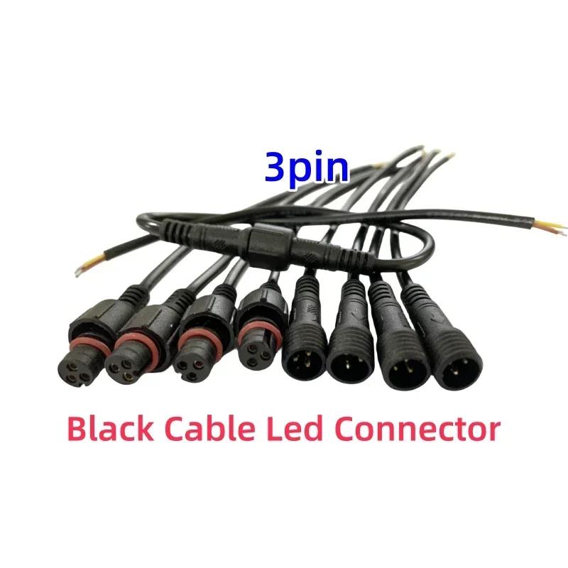 5/10/20/50 Pairs Male To Female 40cm Length Waterproof Cable 2pin 3pin 4pin 5pin Led Connector Black Wire for LED Strip Light WP