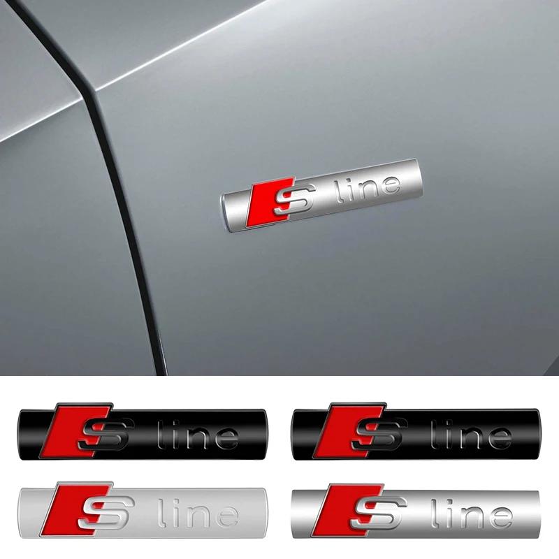 Metal Chrome Black Sline Logo S Line Emblem Car Fender Badge For B A3 A4 A5 A6 A7 Q2 Q5 Q7 Q3 TT S Line Stickers