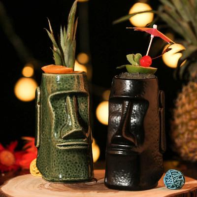 Kreative Hawaii Osterinsel Tiki Porzellan Bier-/Weinbecher Keramik Cocktailparty Tasse Barwerkzeug - Einzigartiges tropisches Geschirr