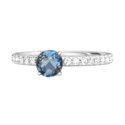 London Blue Topaz Round Soliatire Ring - 925 Sterling Silver