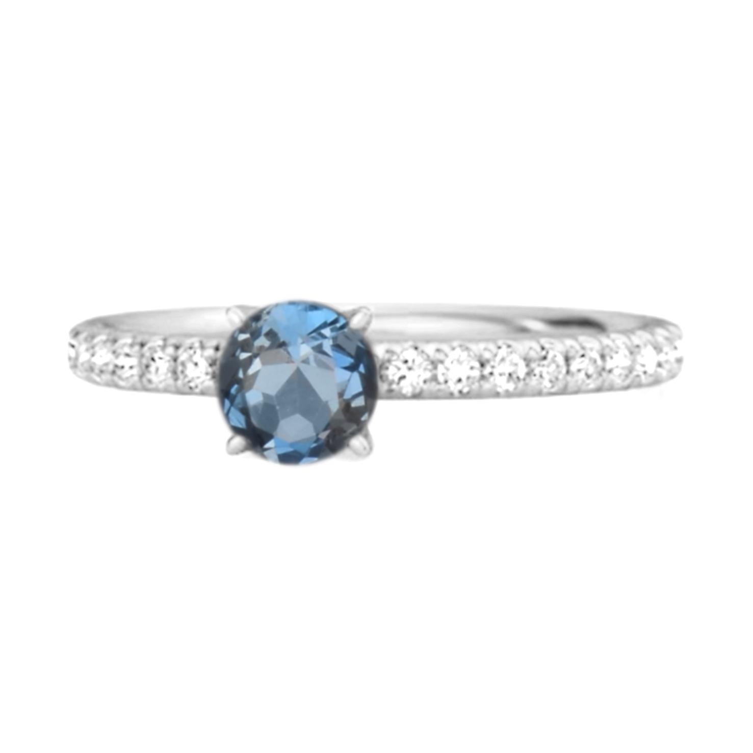 London blue topaz Round Soliatire Ring - 925 Sterling Silver 9.5 белый