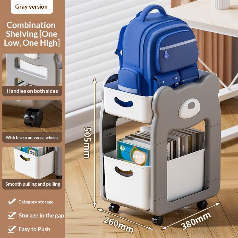 Multifunctional Mobile Bookshelf Cart for Desk Backpack Snack Storage Student Study Organizer Home Dormitory Space Saving Shelf