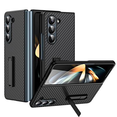 Pro Samsung Galaxy Z Fold 5 Pouzdro Pant Carbon Fiber Kickstand Fold 4 3 Nárazuvzdorné Hard PC Držák z aramidových vláken Kryt telefonu