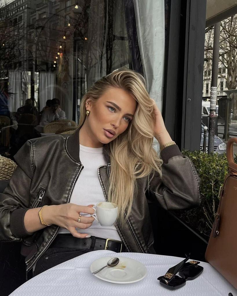 Y2KPU Slim Fit Stand Collar Biker Bomber Jacket - 2023 Autumn Collection