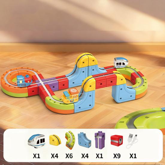 1 Set Manyetik Raylı Tren Oyuncak Seti Çocuklar Kendin Yap Ray İnşaatı Yerçekimine Meydan Okuyan Elektrikli Tren Oyuncak Yeni Başlayanlar İçin Raylı Araba Eğitici STEM Öğrenme Oyuncak