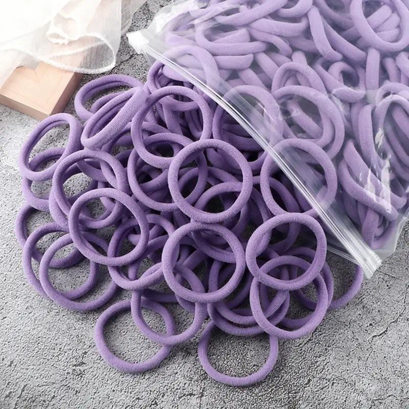 50 Pcs Solid Color Elastic Hair Ties - 4cm Towel Rings for High Ponytails and Hair Accessories