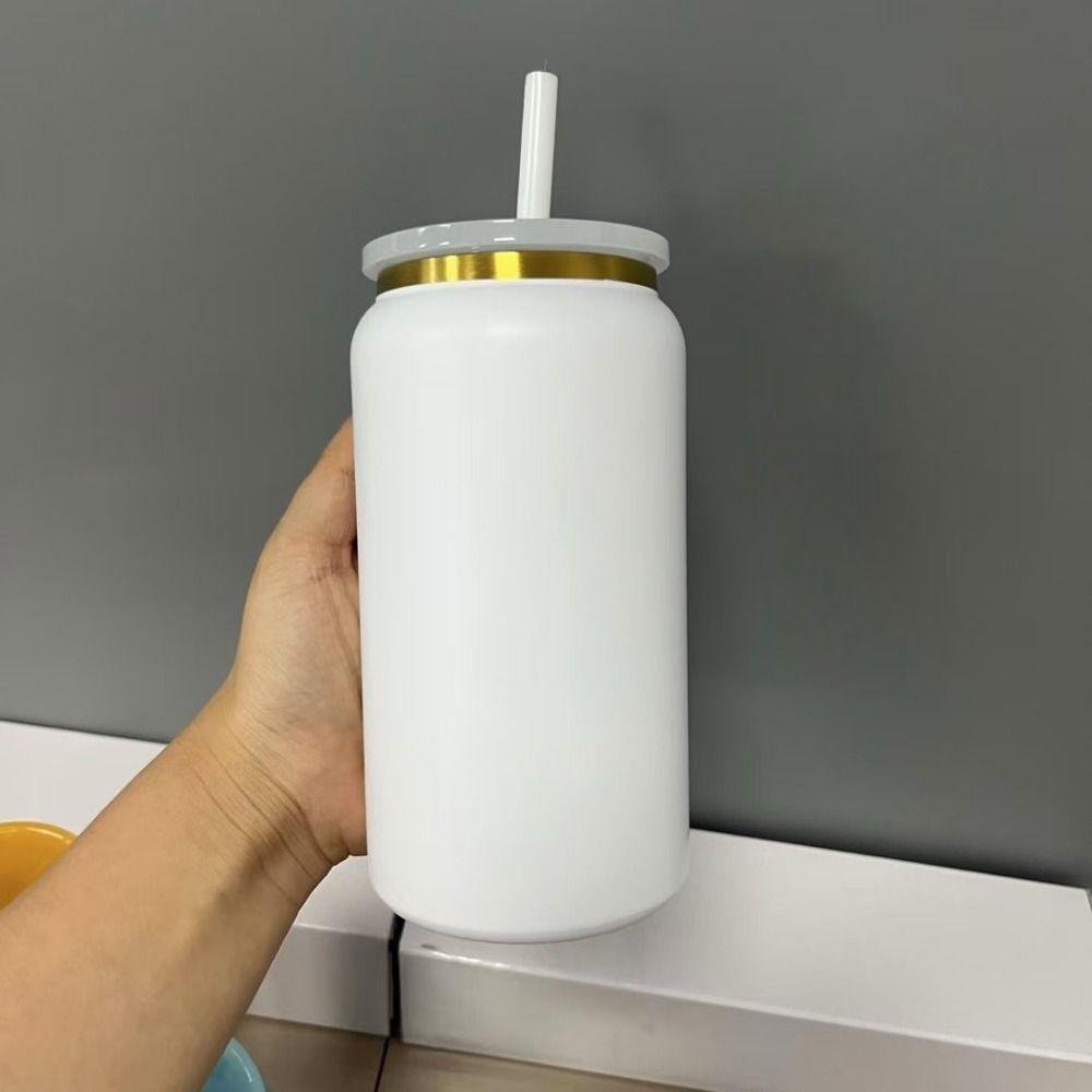 Stainless Steel 16oz Soda Can Cup Double-layer Gold Plated Tumbler Beer Cup Iced Coffee Mug High-capacity Vacuum Insulation Cup