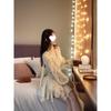French floral v-neck bubble sleeve chiffon dress women's 2026 spring new waist irregular streamer short skirt