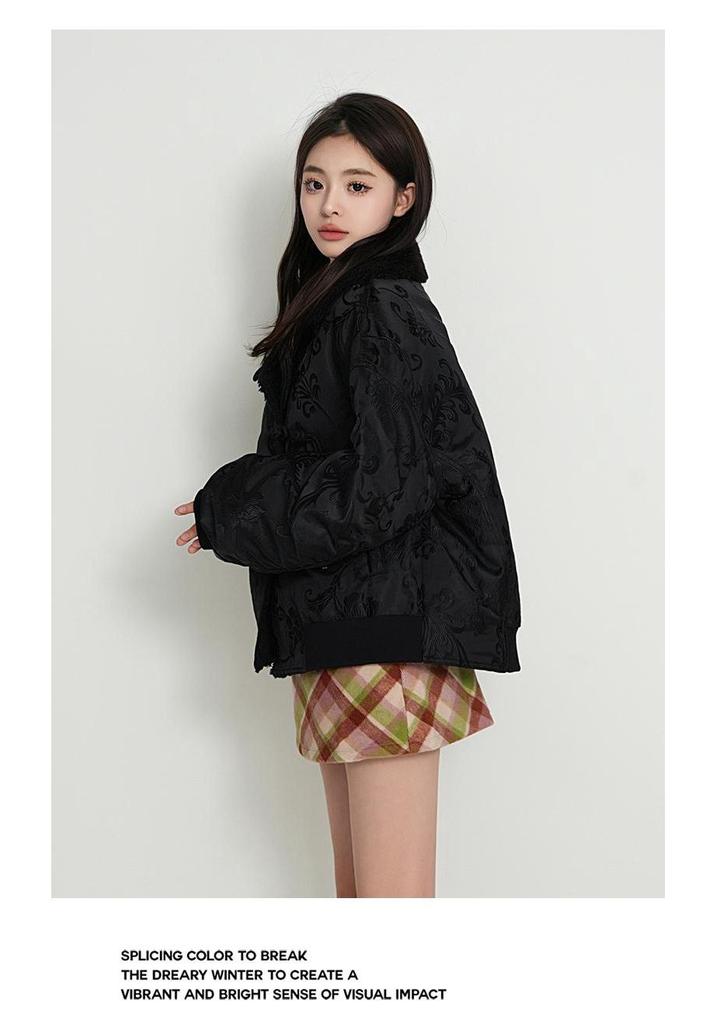Yaya Women's 2025 Winter Shearling Collar Down Jacket – New Chinese Style, Short & Loose Fit