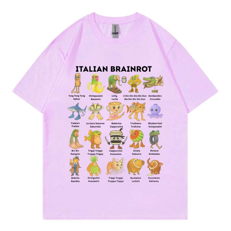 Funny Italian Brainrot Meme Tshirt Men Women Clothing Fashion Cartoon Short Sleeve T Shirt Summer Casual Loose Cotton Tshirts