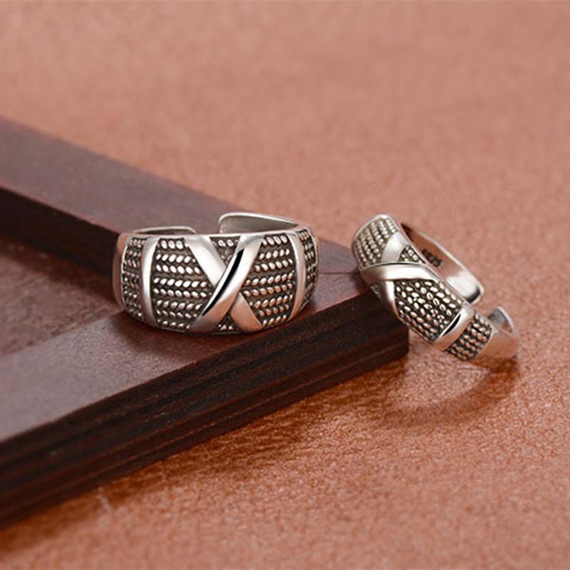Buyee Copper Lover Couples Ring Sets Elegant X Gray Open Ring Finger For Woman Man Fashion Fine Jewelry Circle