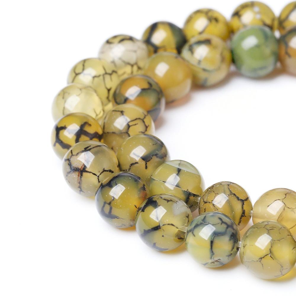 Agates Veines de Dragon Dorées Pierre Naturelle Perles Rondes 15" Fil Lisse Perles d'Espacement Libres 4/6/8/10/12mm pour Fabrication de Bijoux DIY Bracelets Accessoires